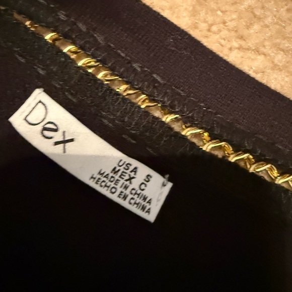 Dex mock neck black sweater/ sweatshirt with gold jeweled neckline Small - Picture 5 of 6